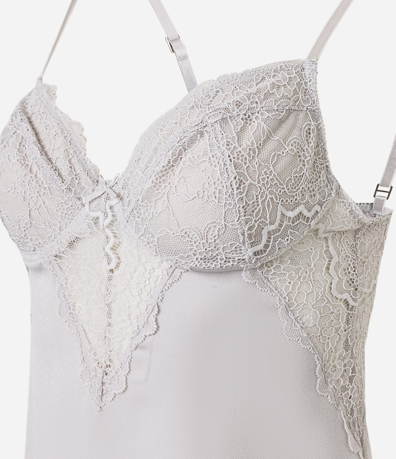 Camisola Sem Bojo em Microfibra com Renda no Busto Cinza 7