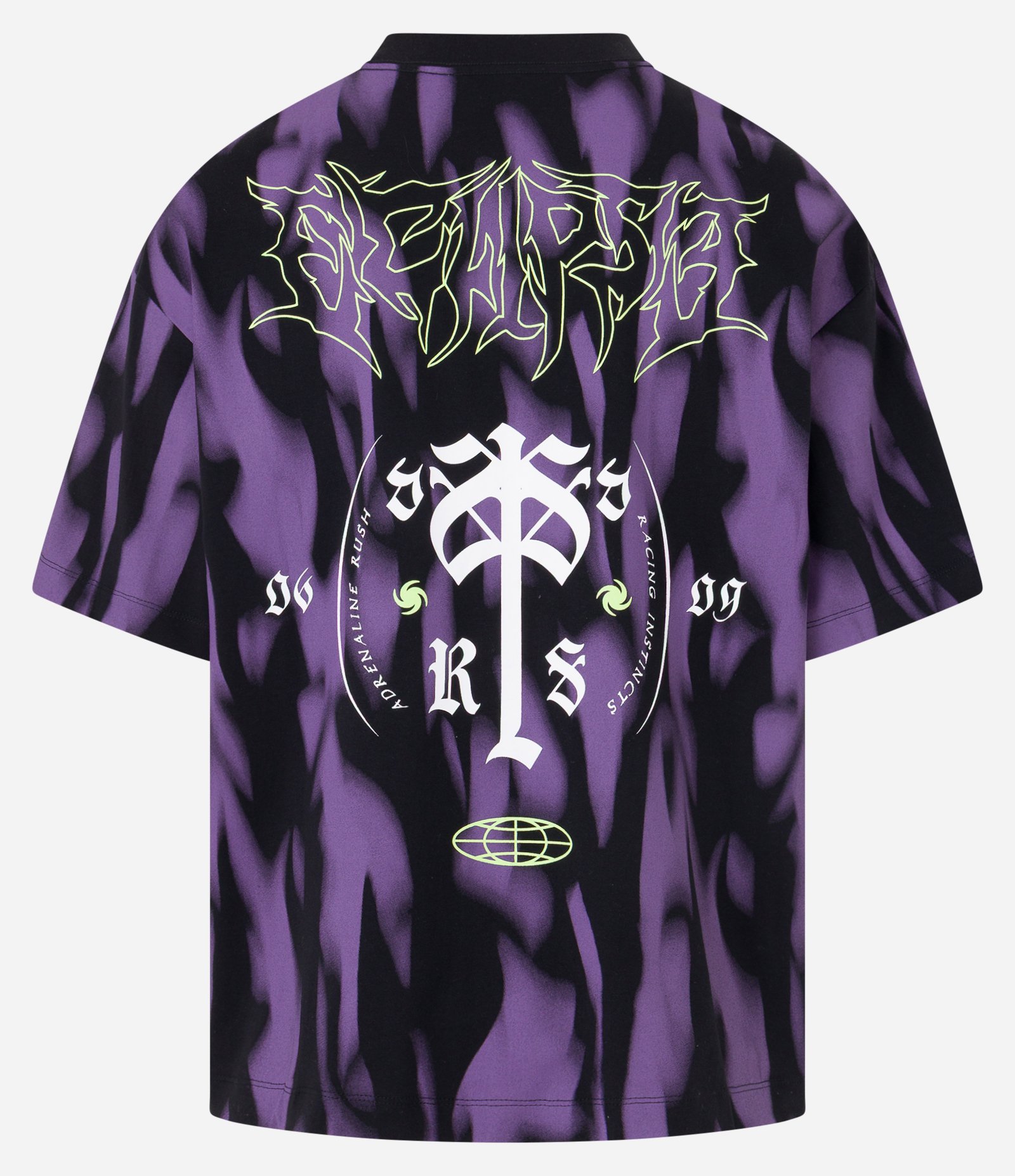 Camiseta Oversized em Algodão com Estampa Tribal "Speed" Preto 8