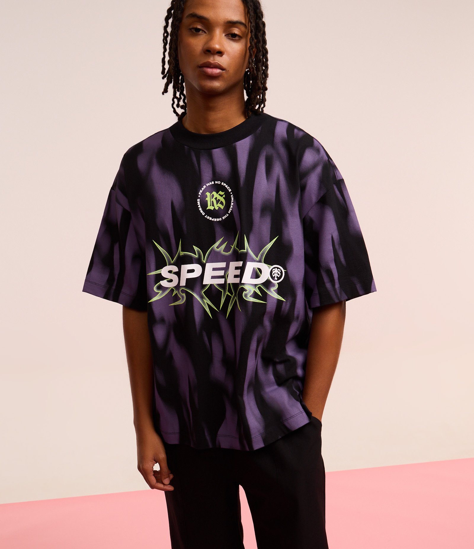 Camiseta Oversized em Algodão com Estampa Tribal "Speed" Preto 4