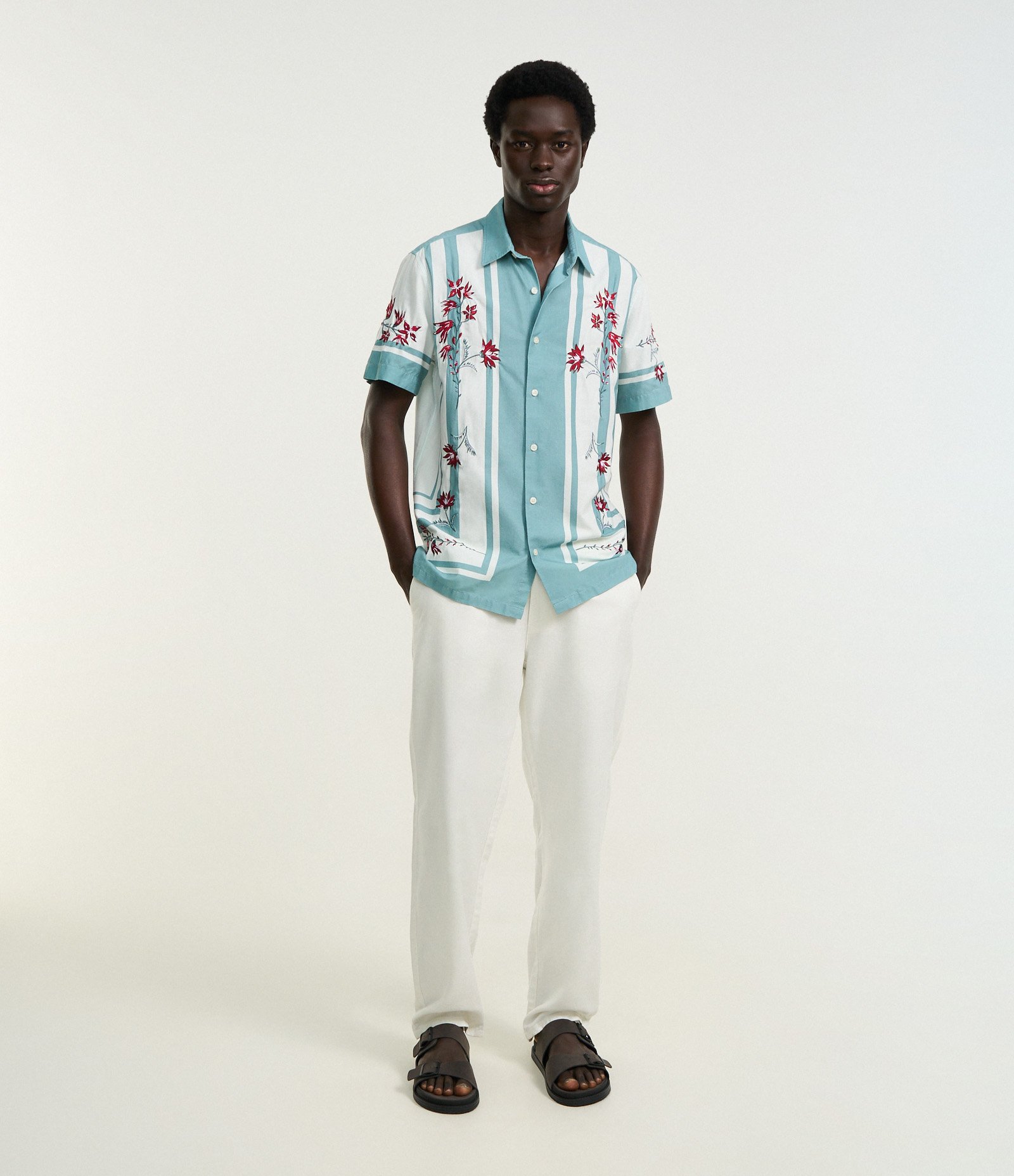 Calça Reta em Liocel com Bolsos Alfaiatada Branco 1