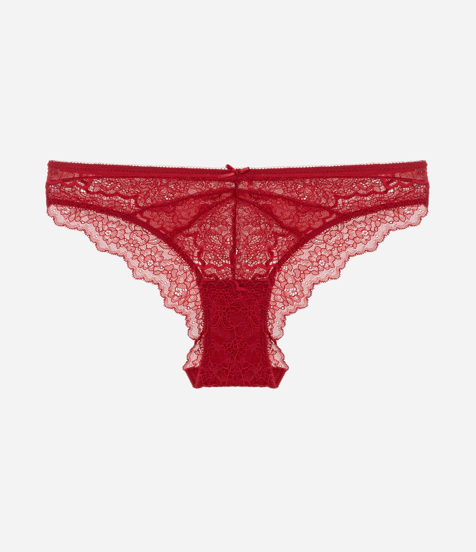 Calcinha Biquíni Fio em Renda Floral Vermelho 6