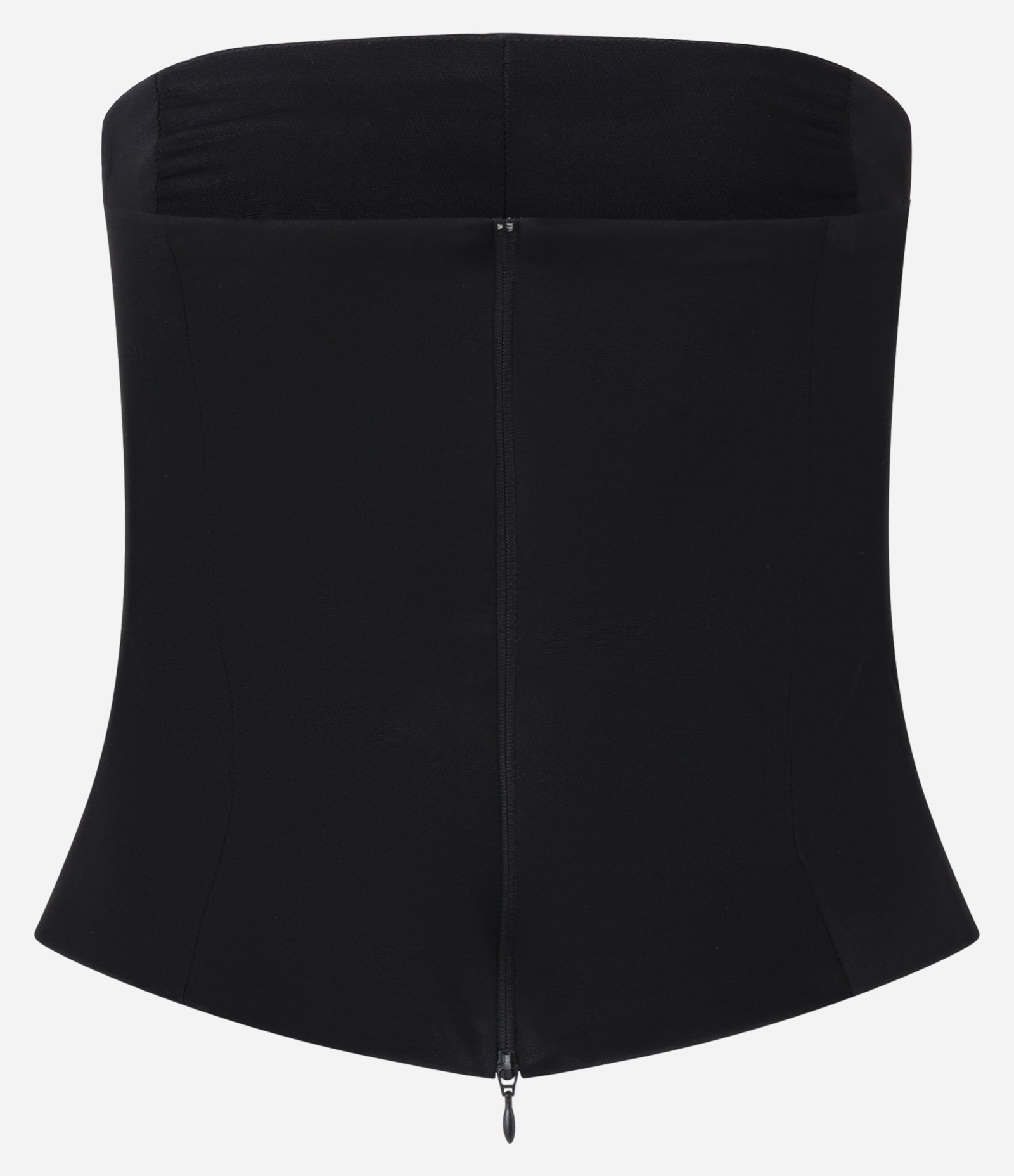 Blusa em Alfaiataria Tomara que Caia com Barra Evasê Preto 5