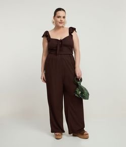 Calça Wide Texturizada em Anarruga Curve e Plus Size