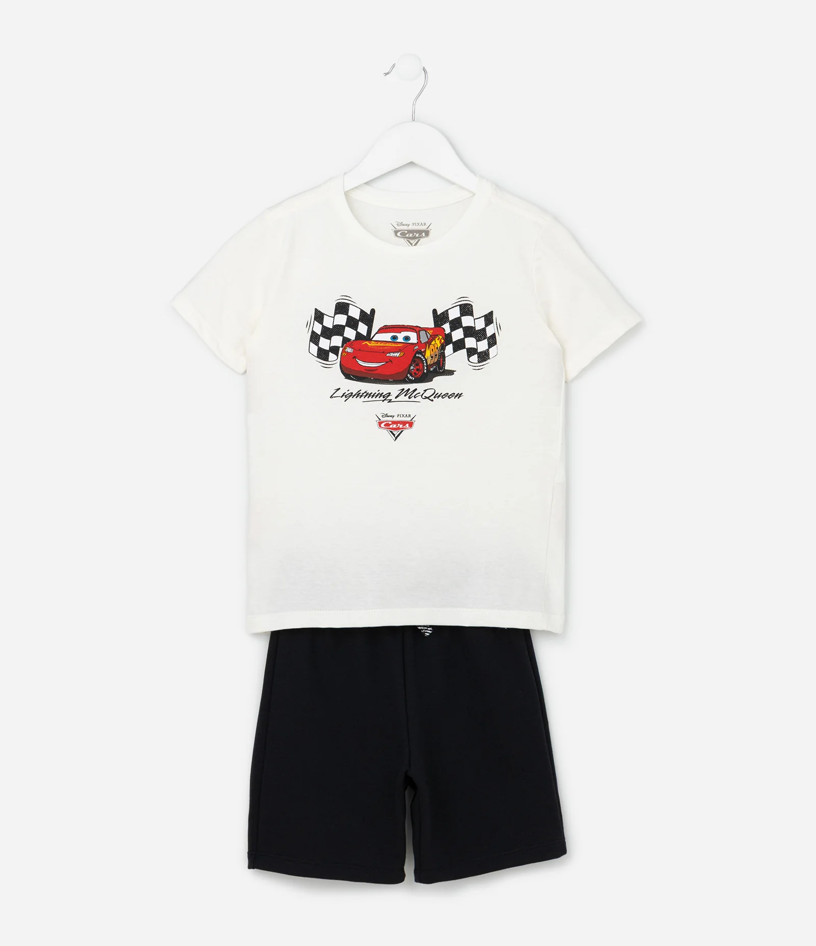 Conjunto Infantil com Estampa Carros - Tam 2 a 8 Anos Off White/Preto 2