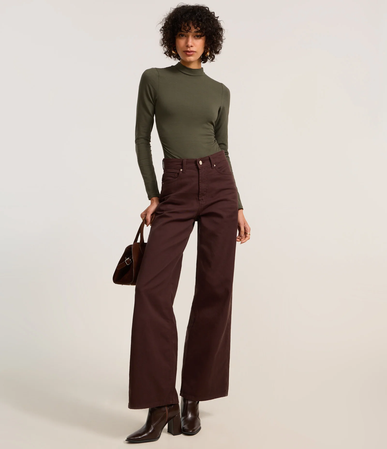 Body em Algodão com Golinha Alta e Manga Longa Verde 2