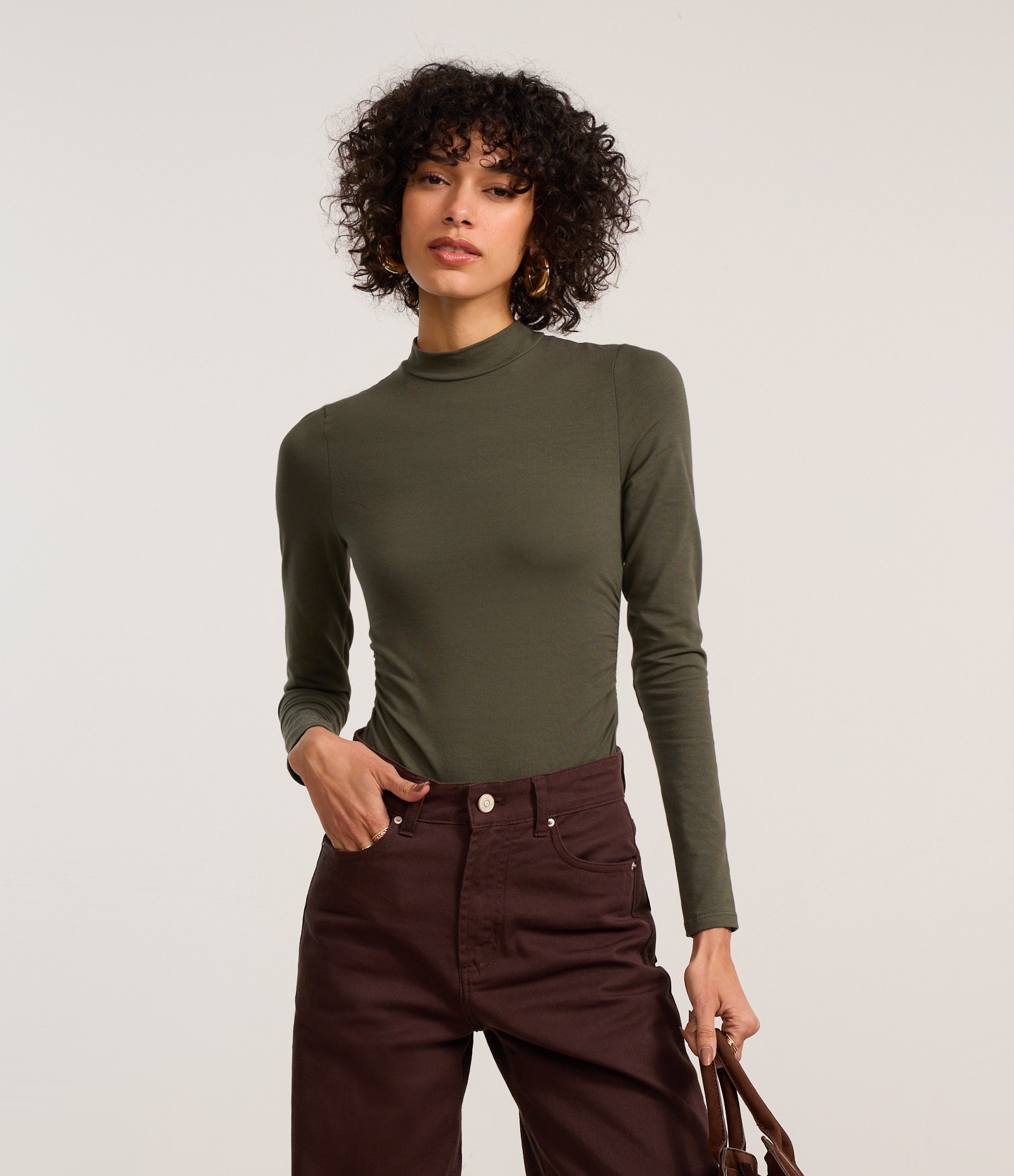 Body em Algodão com Golinha Alta e Manga Longa Verde 3