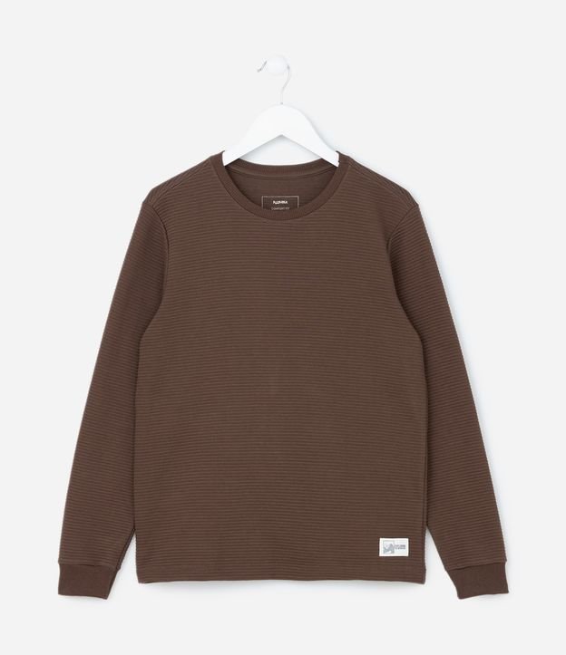 Camiseta Infantil Texturizada com Etiqueta na Barra - Tam 5 a 14 Anos