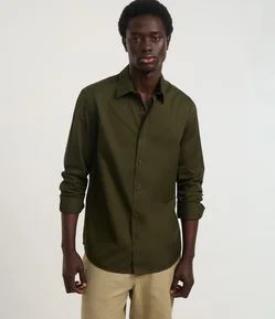 Camisa Regular em Sarja Amaciada