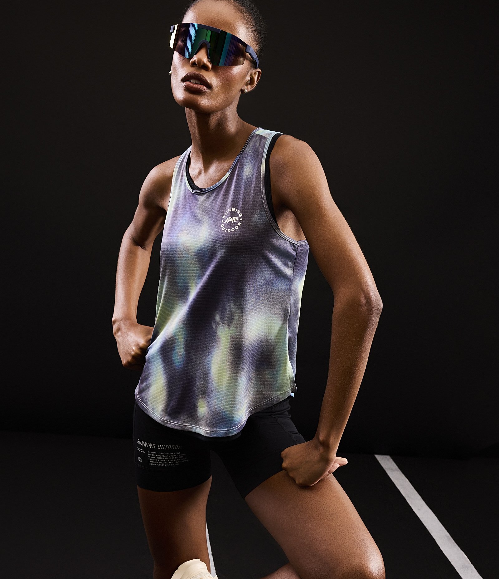 Regata de Corrida em Microfibra com Estampa Tie Dye Azul 1