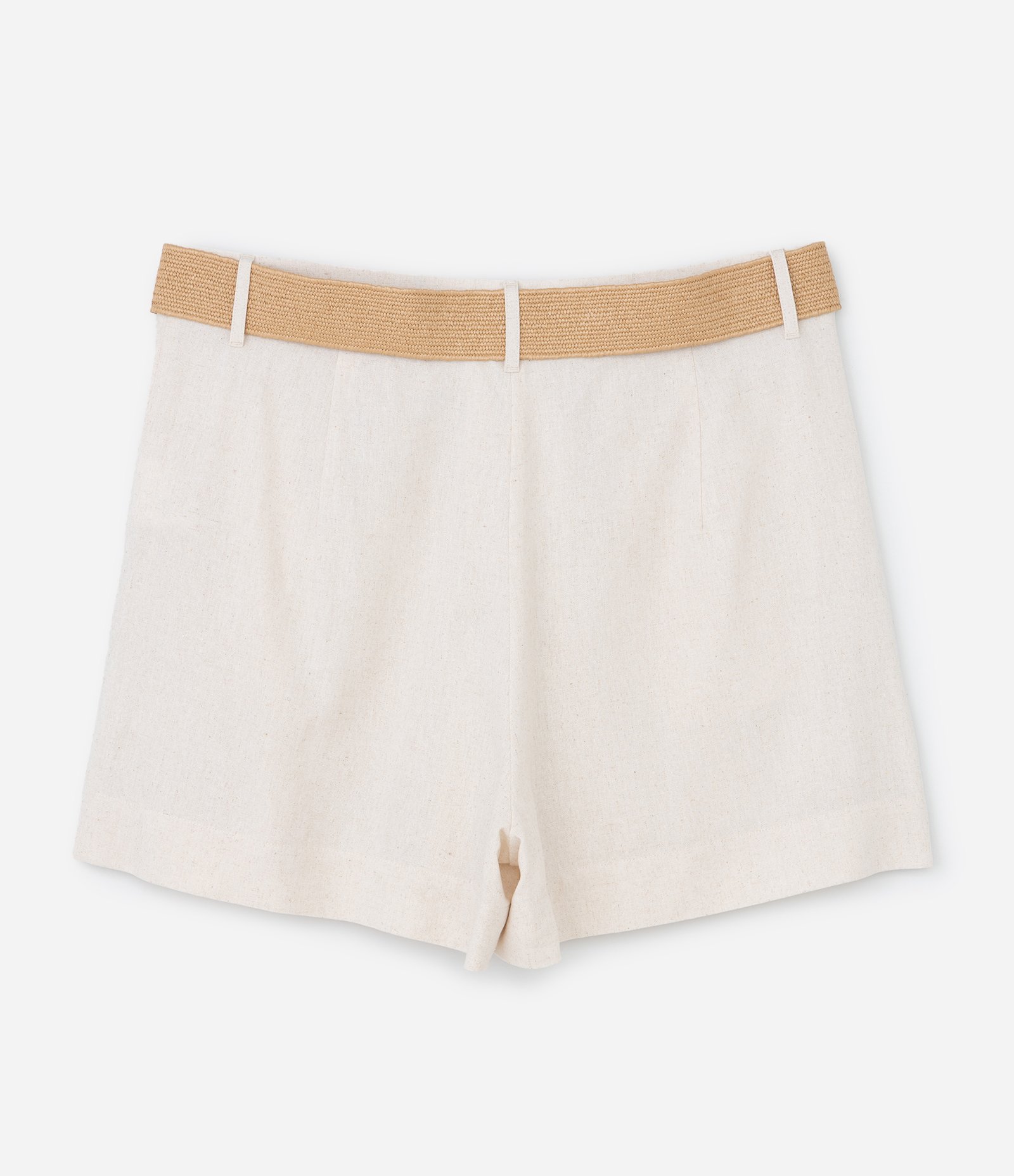 Short em Viscolinho com Cinto Efeito Ráfia Curve & Plus Size Off White 6