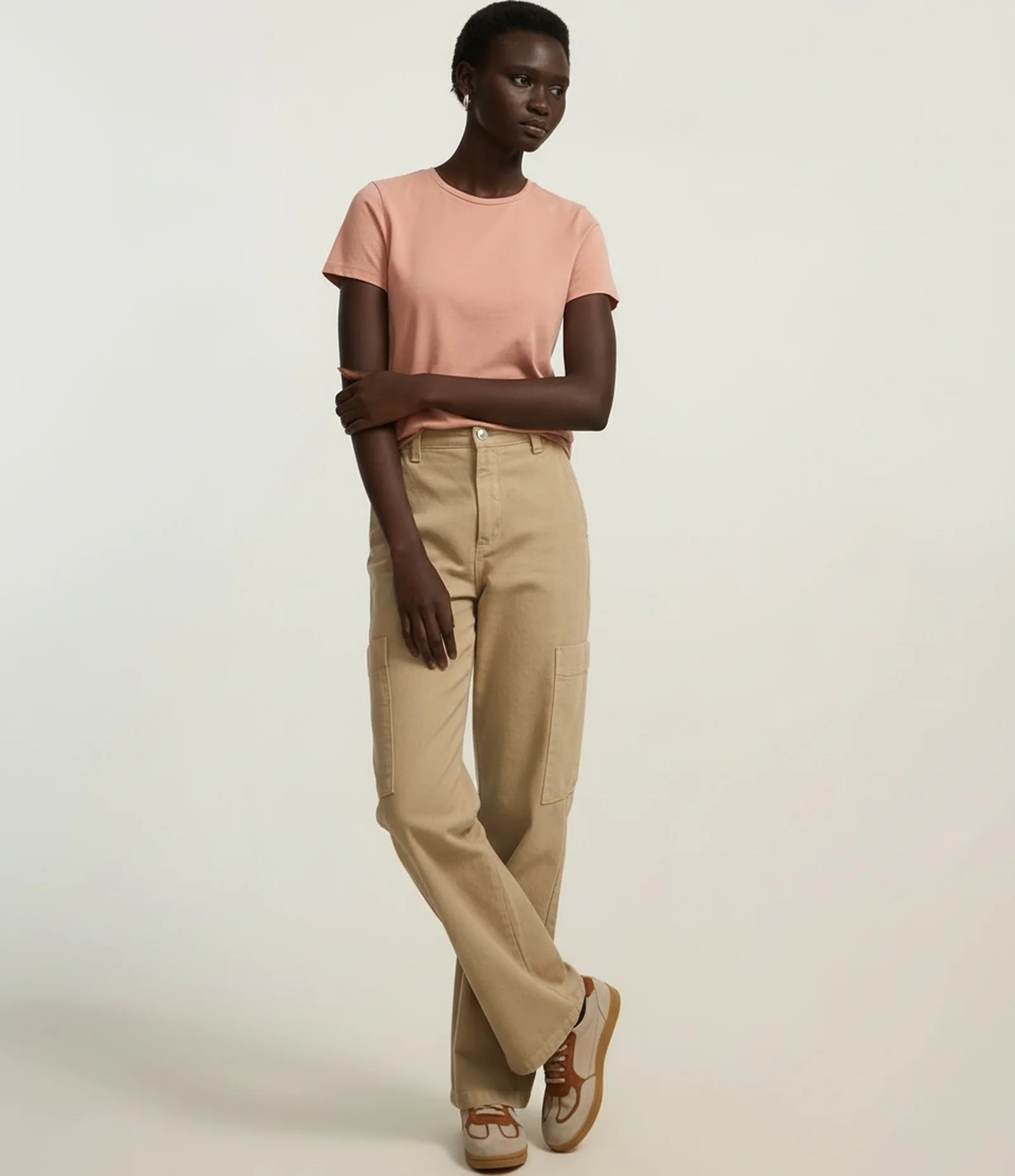 Blusa em Algodão Spandex com Manga Curta Marrom Caramelo 1