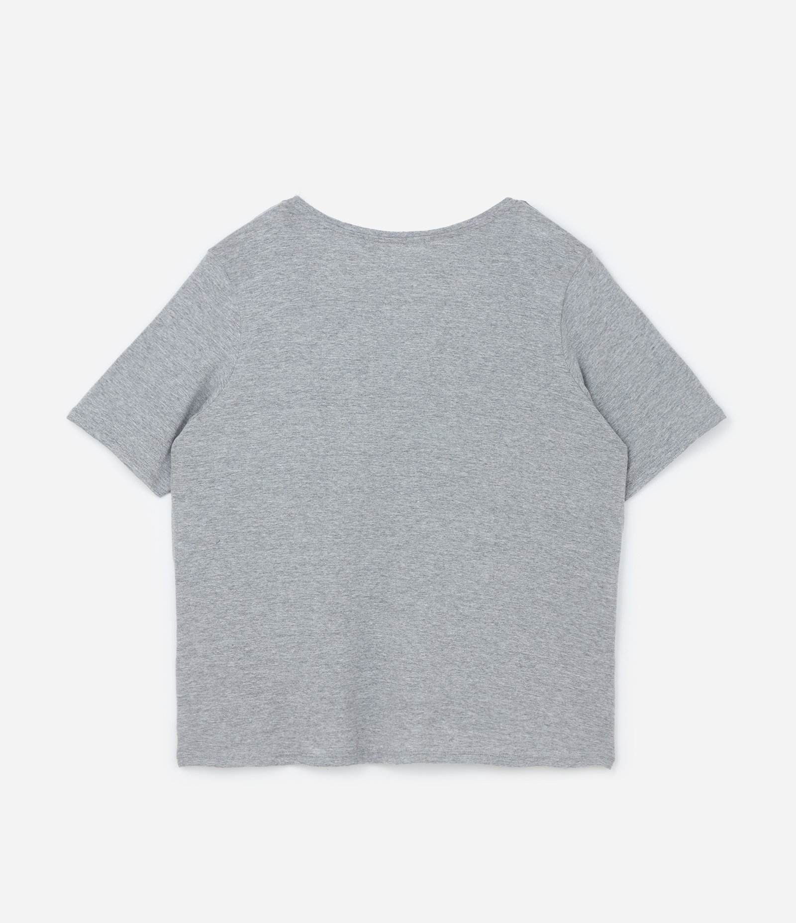 Blusa Básica em Algodão com Gola V Curve & Plus Size Cinza 4