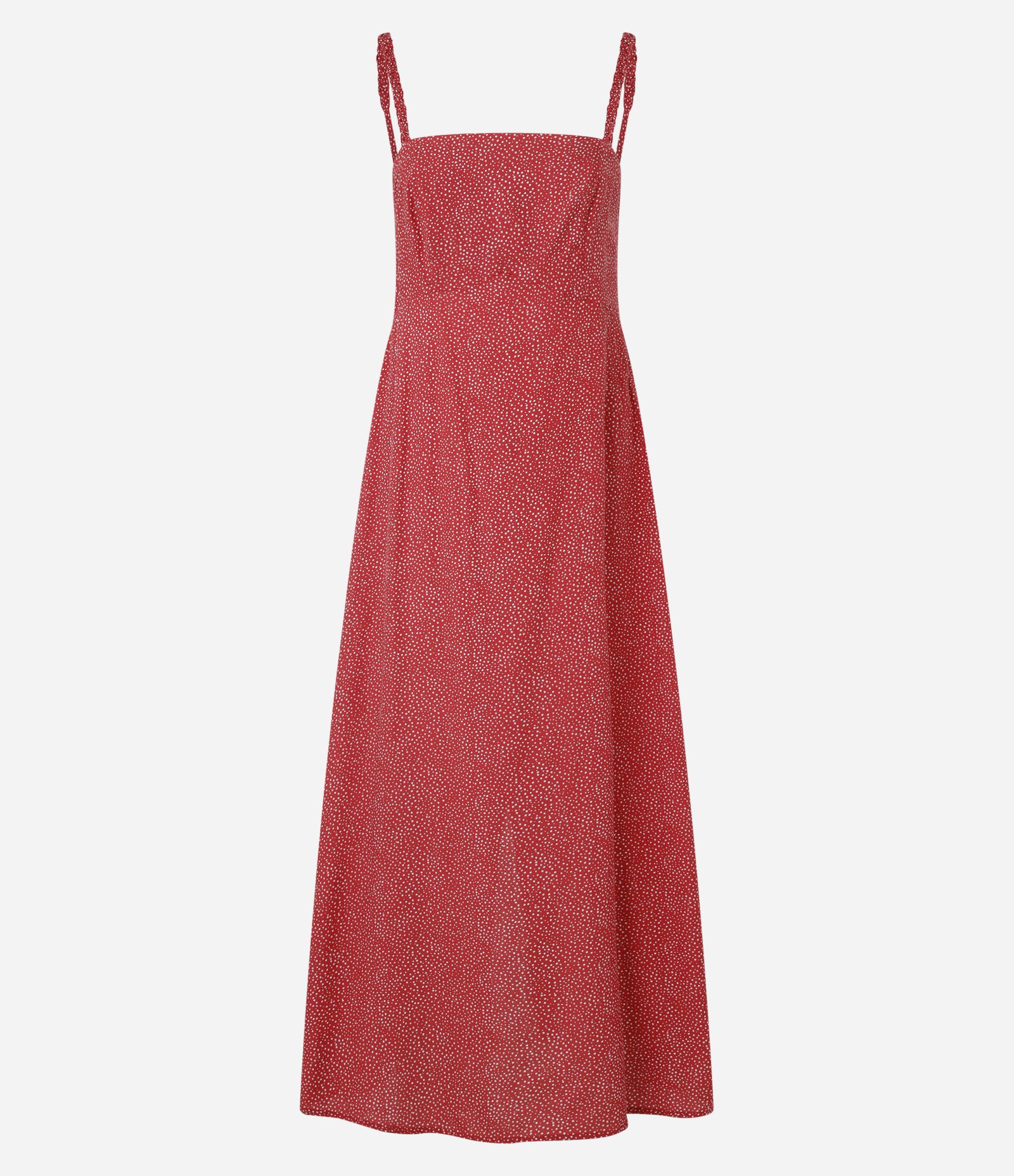 Vestido Reto em Viscose com Lastex e Estampa Poá Vermelho 4