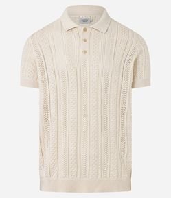 Camisa Polo Texturizada com Pontos Abertas