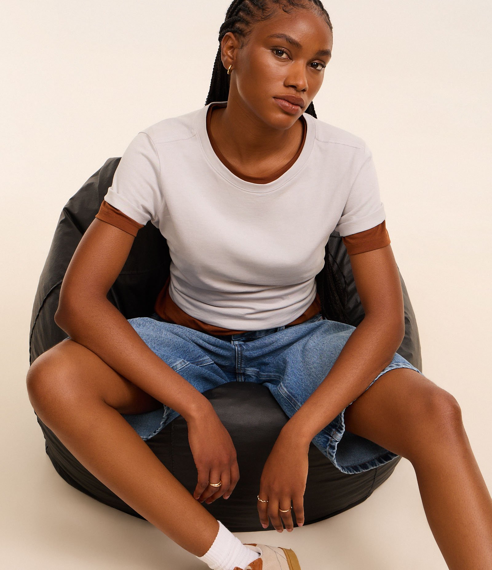 Camiseta Básica em Algodão com Manga Curta Cinza 4