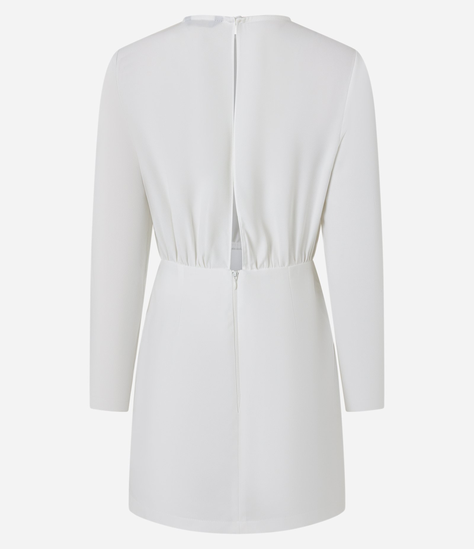 Vestido Curto em Crepe com Abertura nas Costas e Corrente na Cintura Branco Neve 6