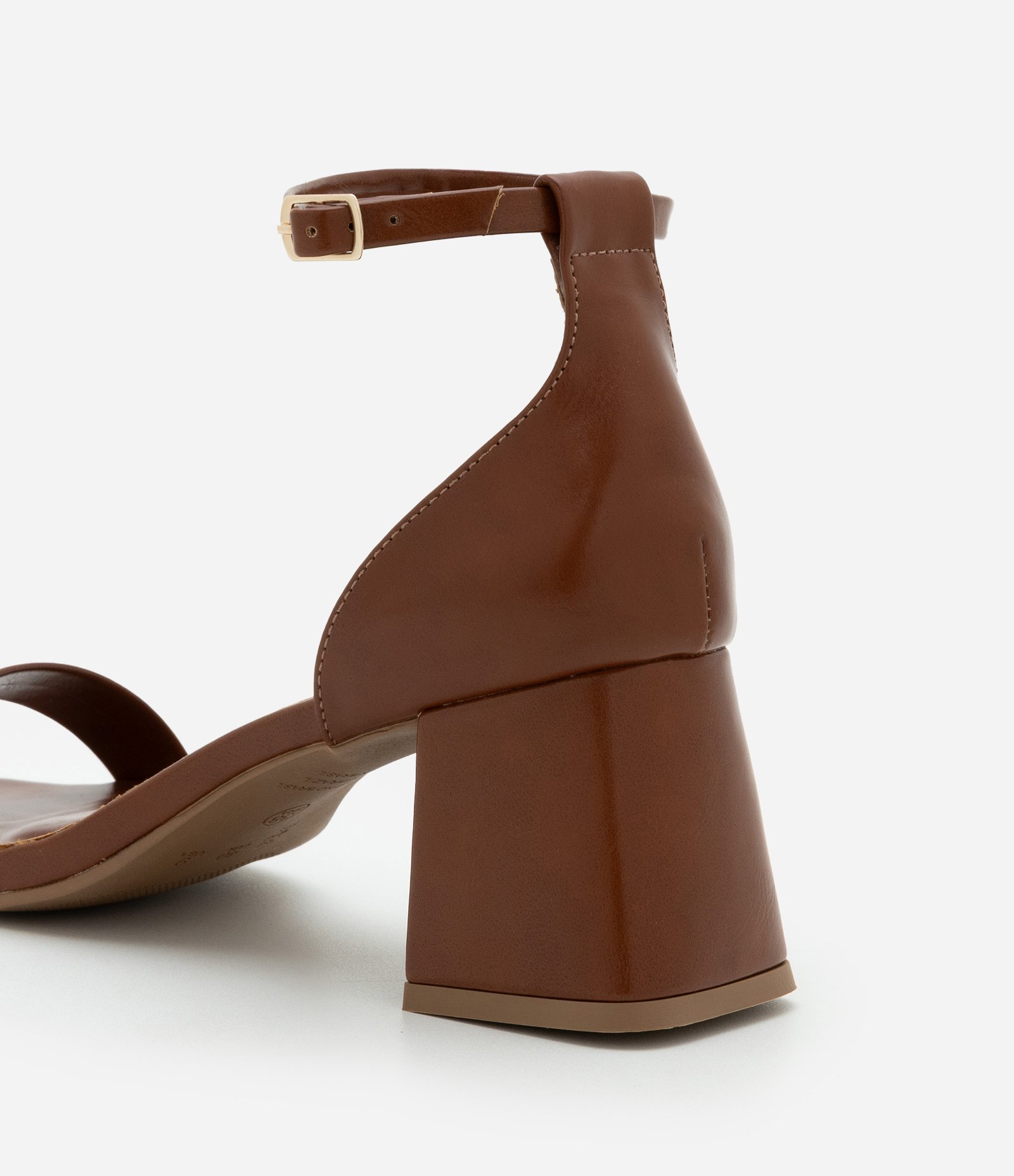 Sandália Básica com Bico Quadrado e Salto Bloco Caramelo 3