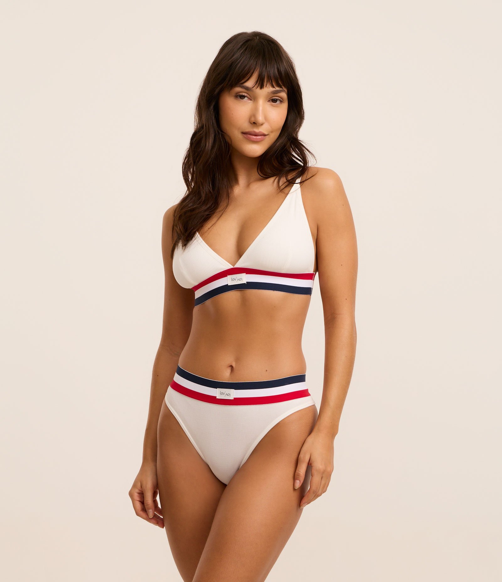 Sutiã Top Sem Bojo Seamless com Elástico Listrado Branco 2