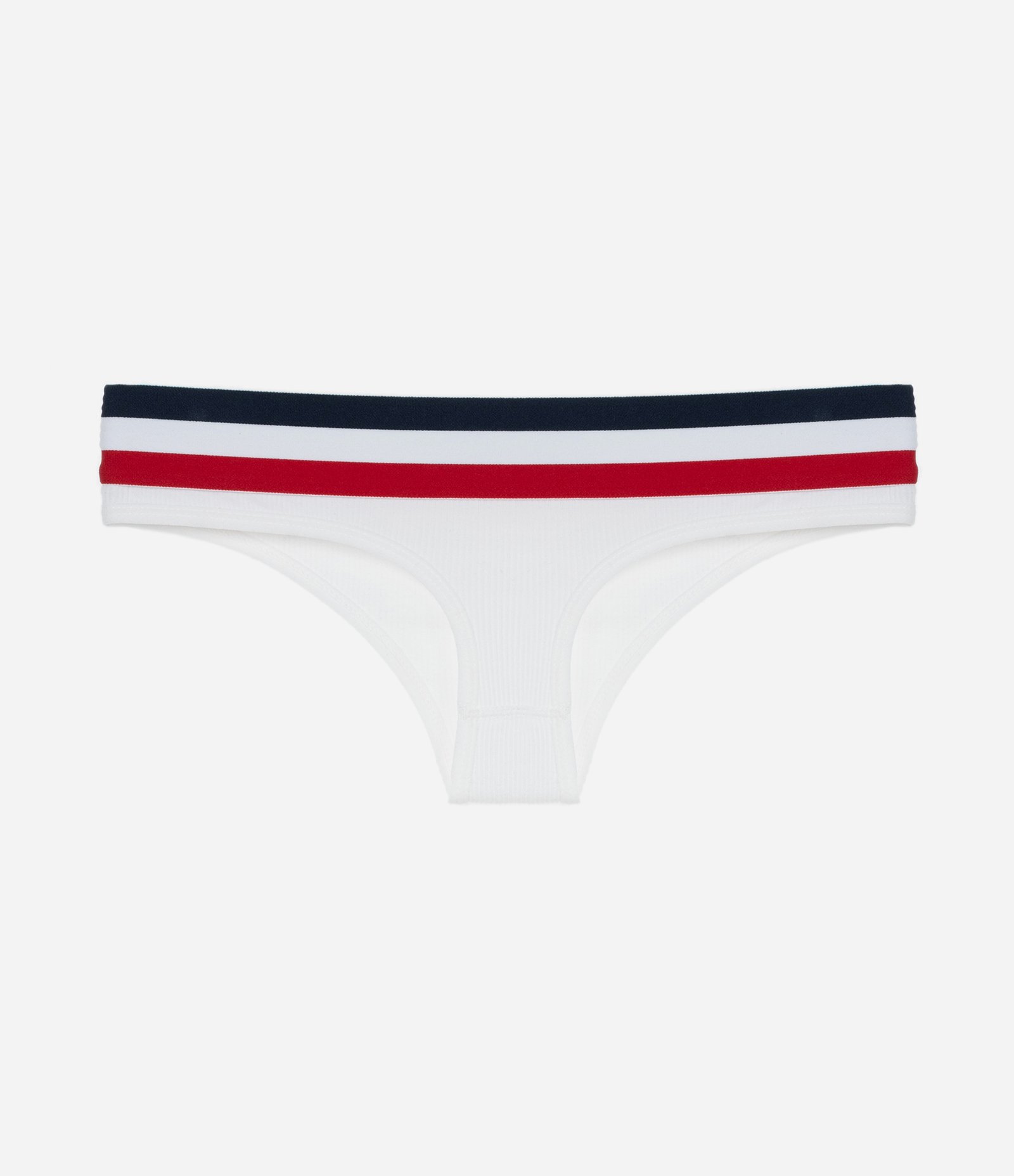 Calcinha Biquíni Fio Seamless com Listras no Cós Branco 6