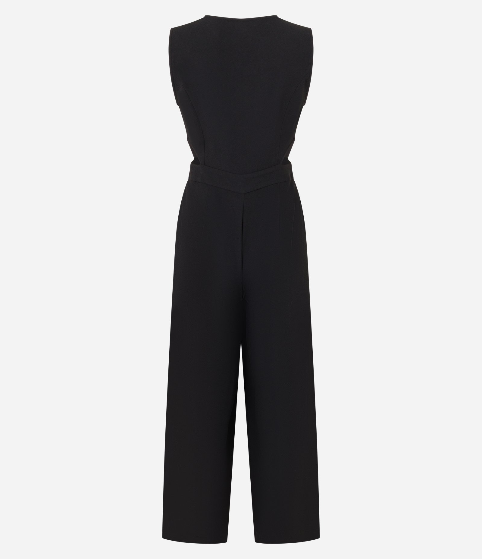 Macacão Longo em Crepe com Abotoamento e Detalhe Vazado Preto 6