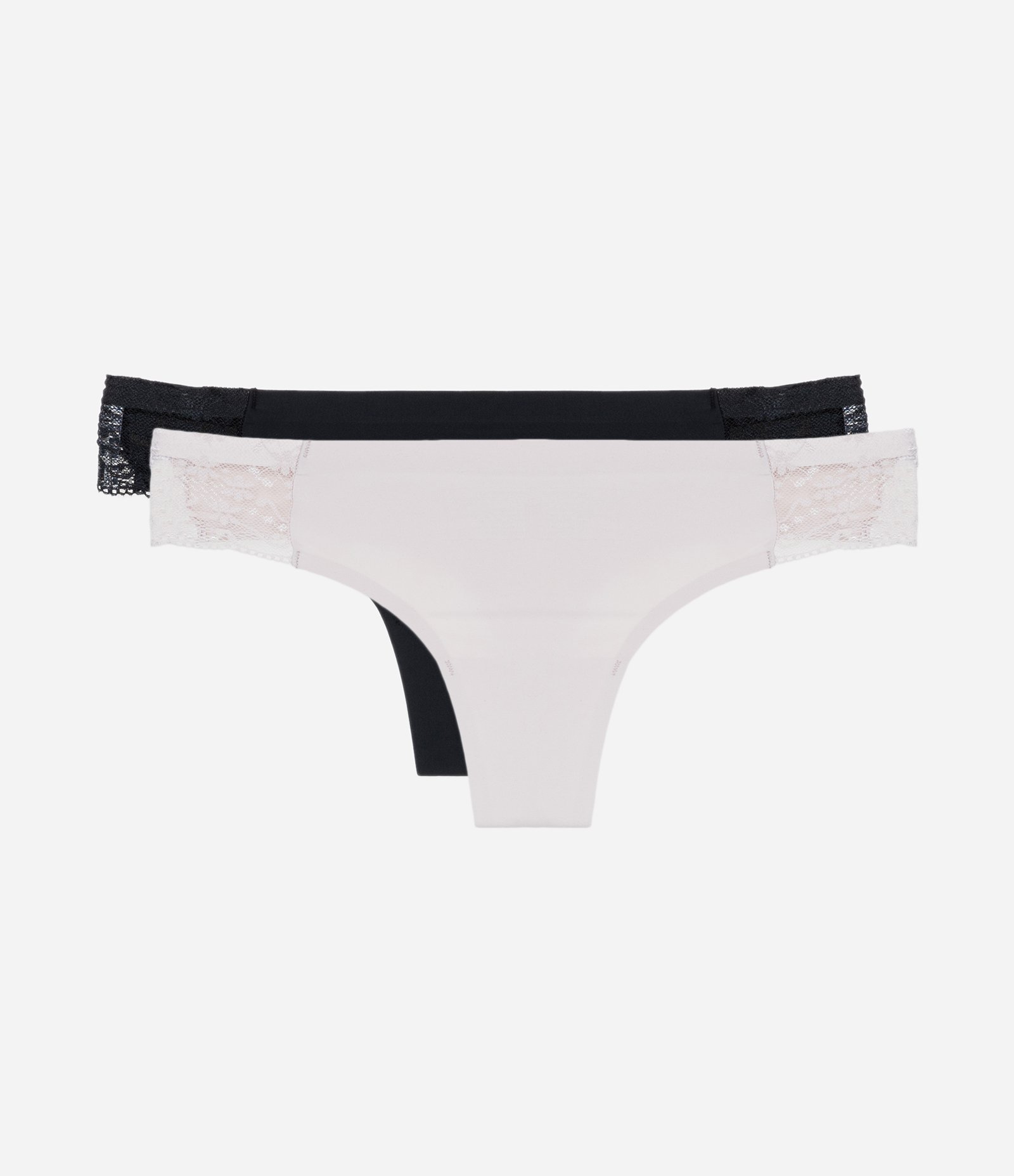 Kit 02 Calcinhas Biquíni Fio em Microfibra com Detalhe de Renda Preto/Lilás 1