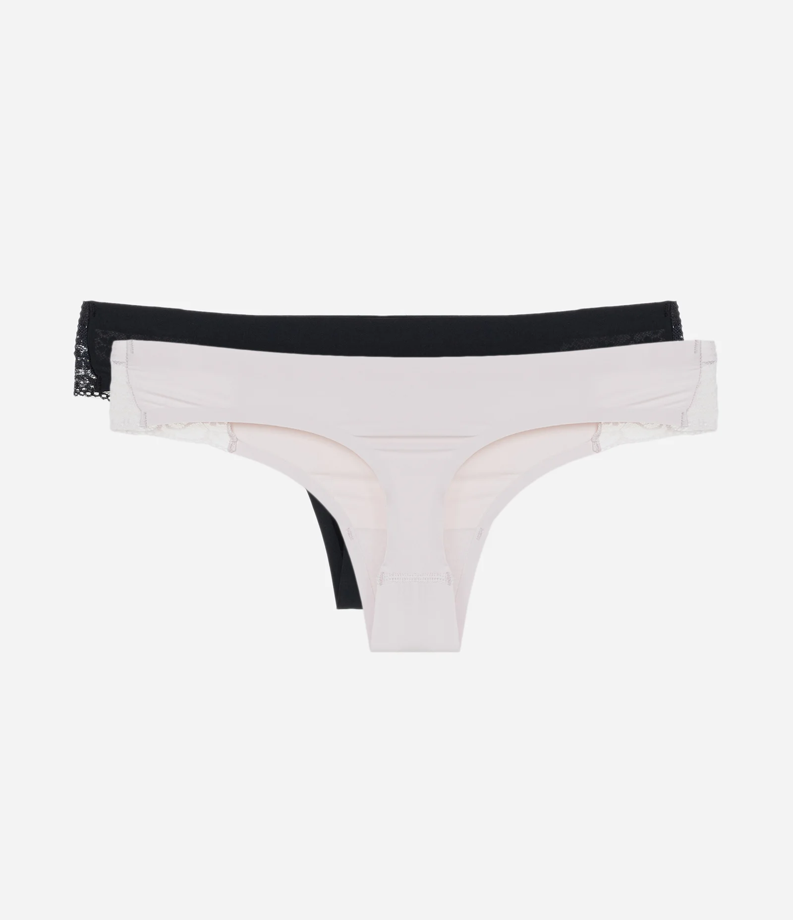 Kit 02 Calcinhas Biquíni Fio em Microfibra com Detalhe de Renda Preto/Lilás 2