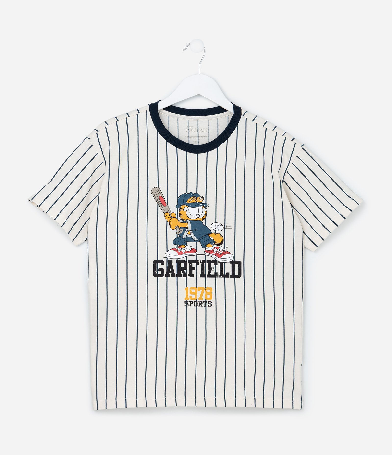 Camiseta Oversized Infantil com Estampa Garfield Baseball - Tam 5 a 14 Anos Bege 1