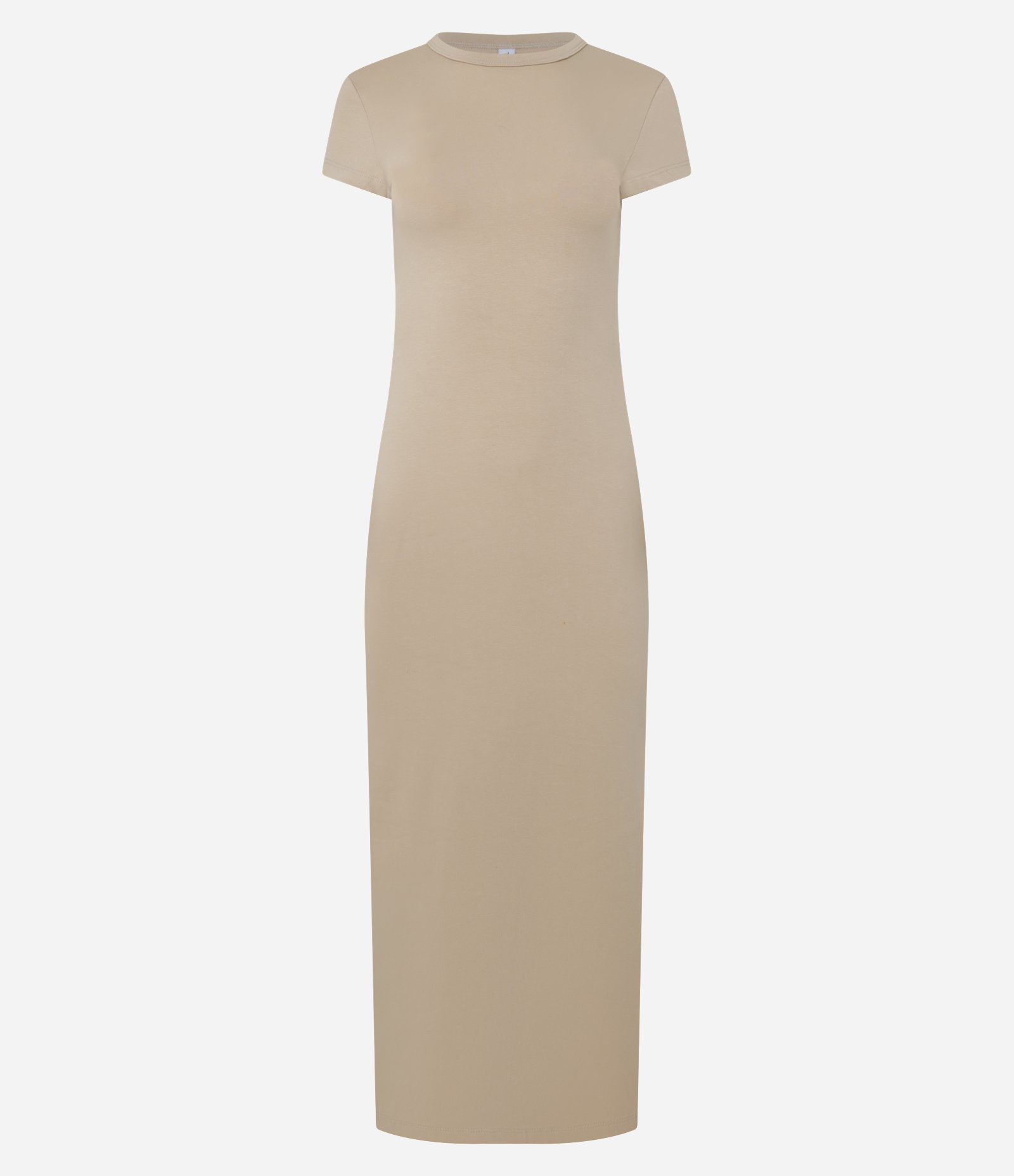 Vestido Longo em Algodão com Manga Curta Bege 5