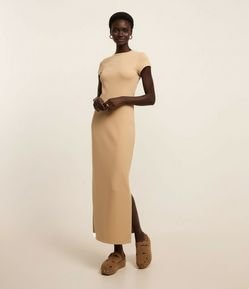 Vestido Longo em Algodão com Manga Curta