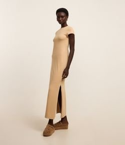 Vestido Longo em Algodão com Manga Curta