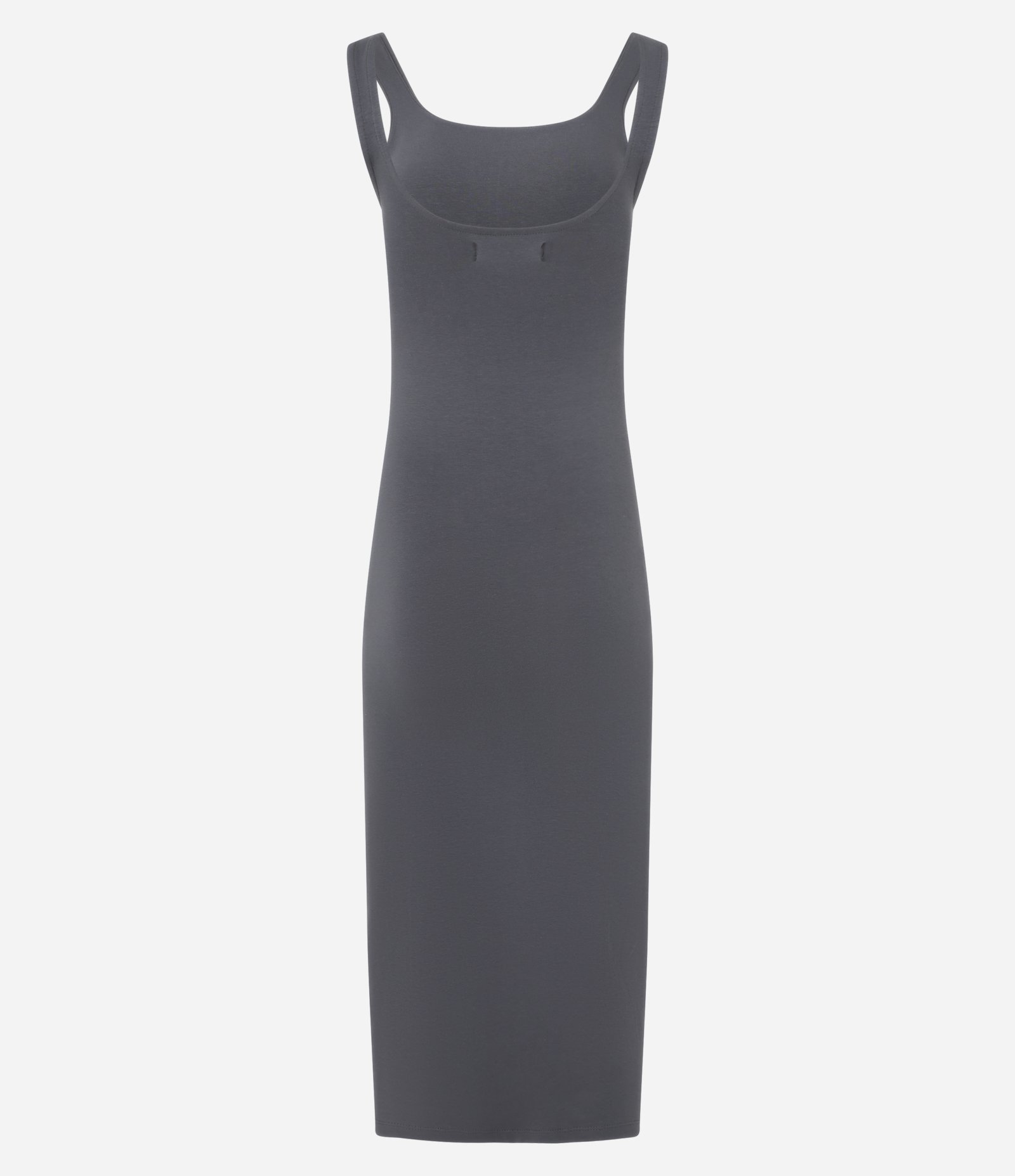 Vestido Midi em Algodão com Decote Quadrado Cinza 5