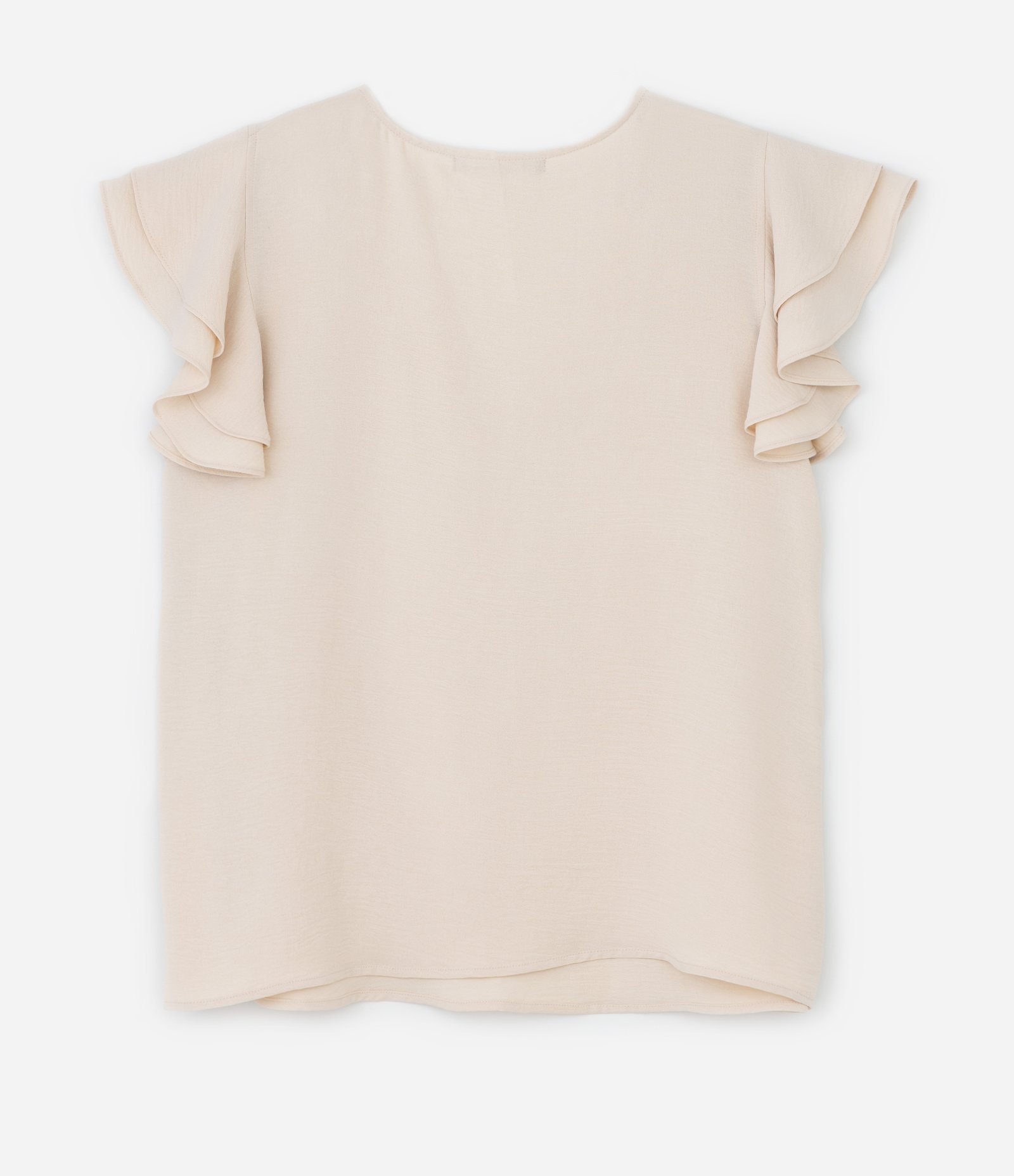 Blusa em Crepe com Babado na Manga Curve & Plus Size Bege 5