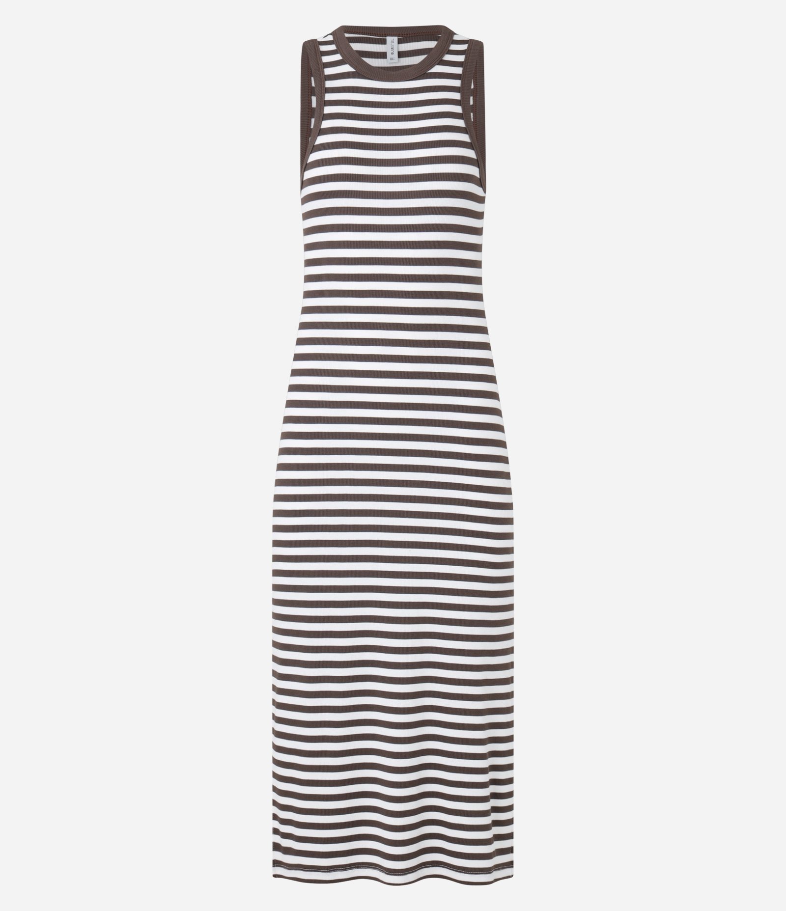 Vestido Regata Midi Listrado em Ribana Marrom 4