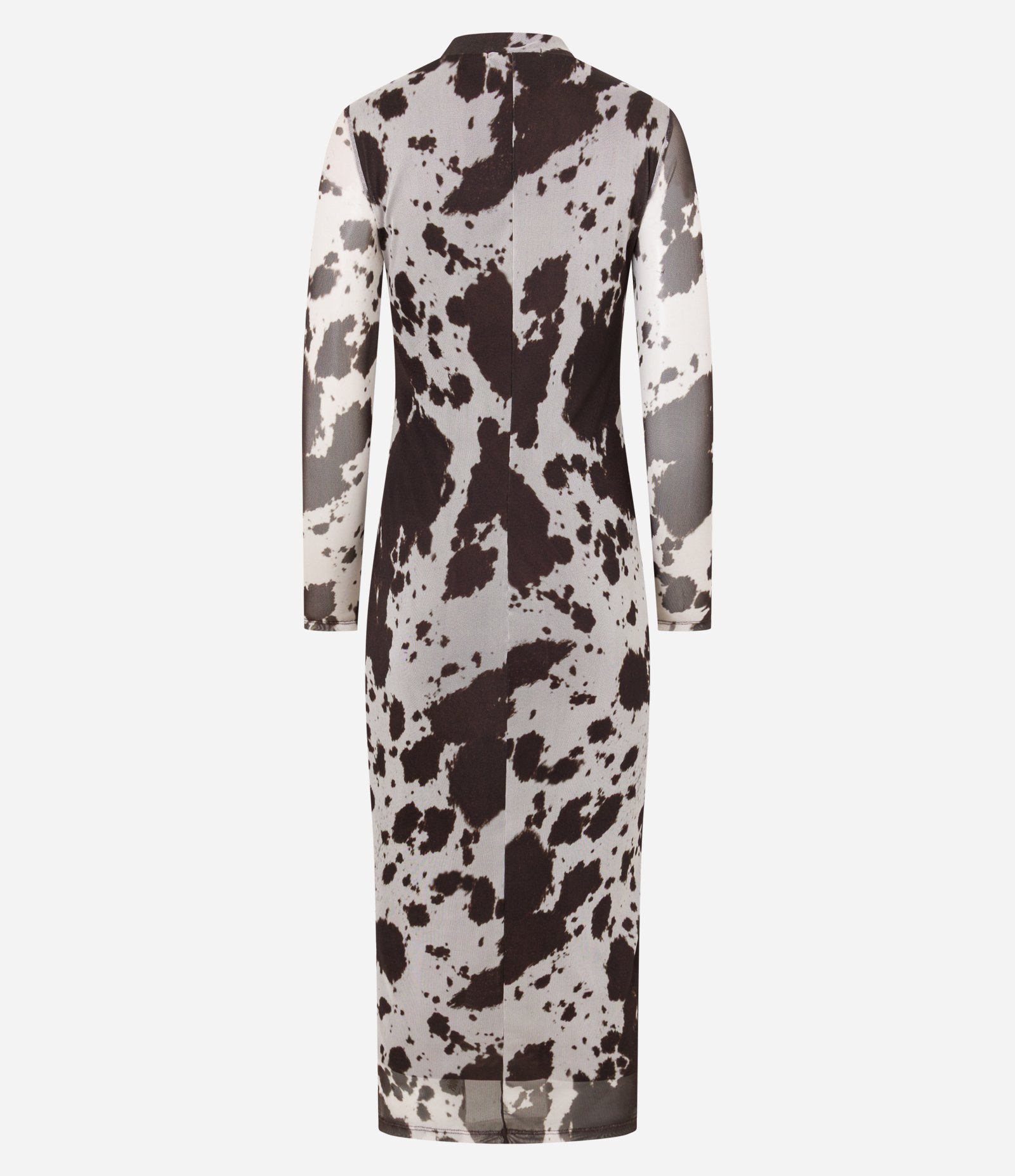 Vestido Reto Midi em Tule com Estampa Animal Print Bicolor Marrom/Branco 7