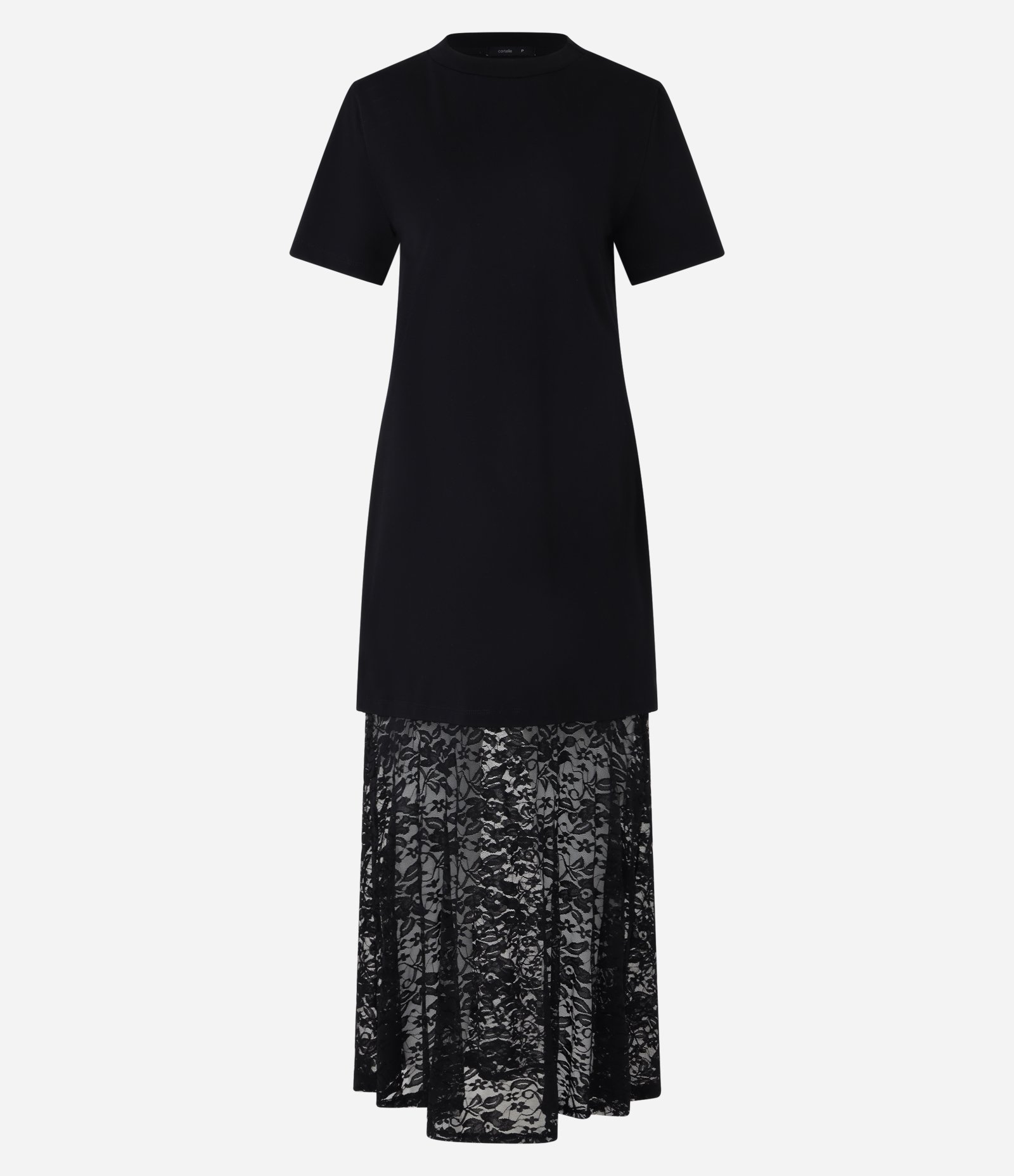 Vestido Longo em Algodão com Renda na Barra Preto 9