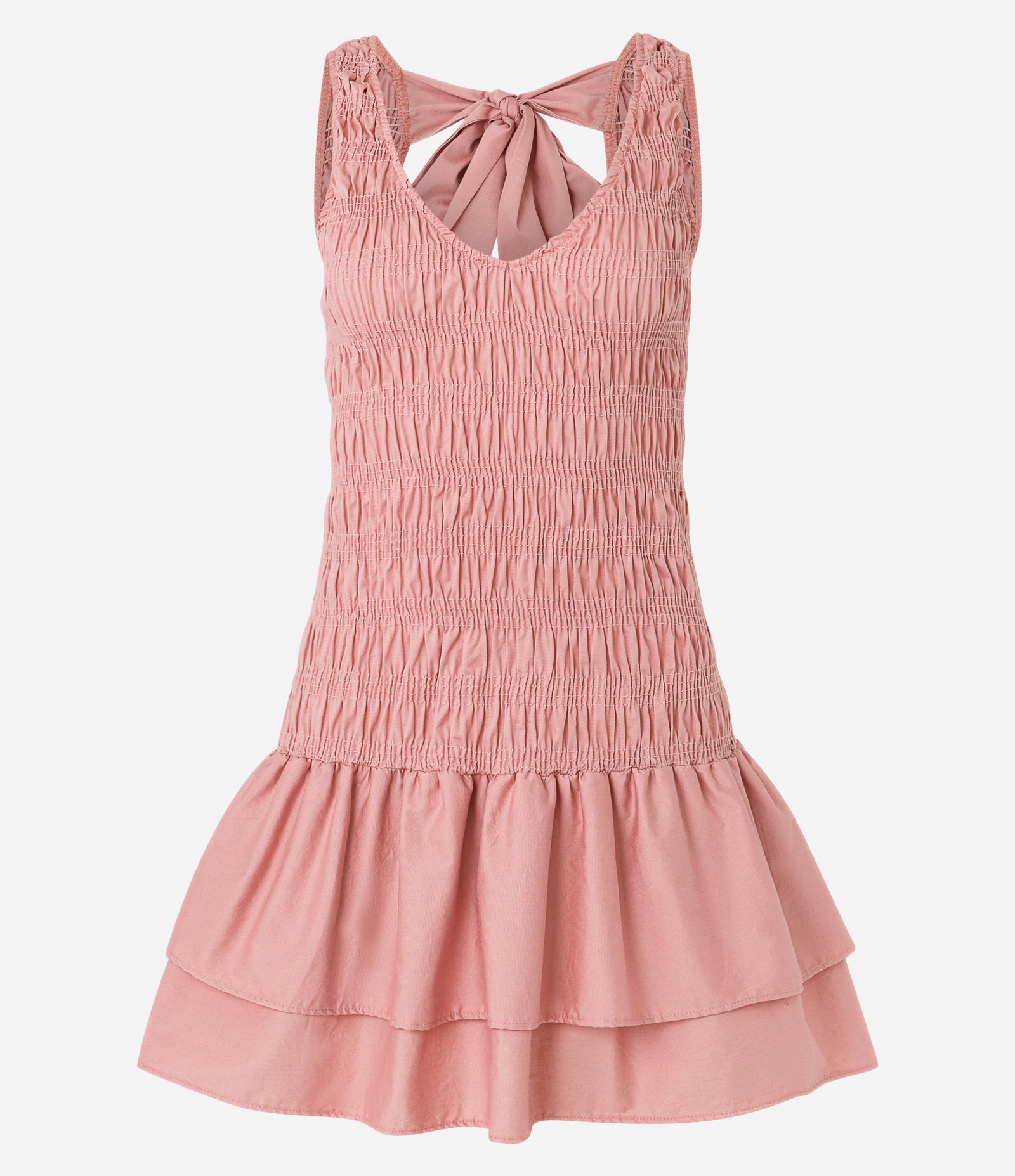 Vestido Curto em Tricoline com Lastex e Laço nas Costas Rosa 4