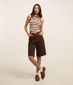 Blusa Regata em Viscose Listrada e com Textura