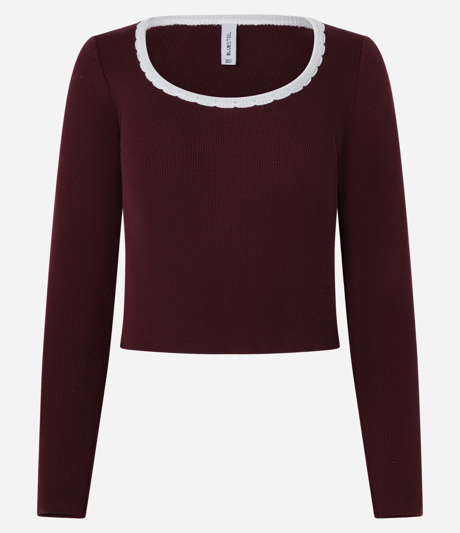 Blusa em Tricô com Acabamento Contrastante Bordô 4