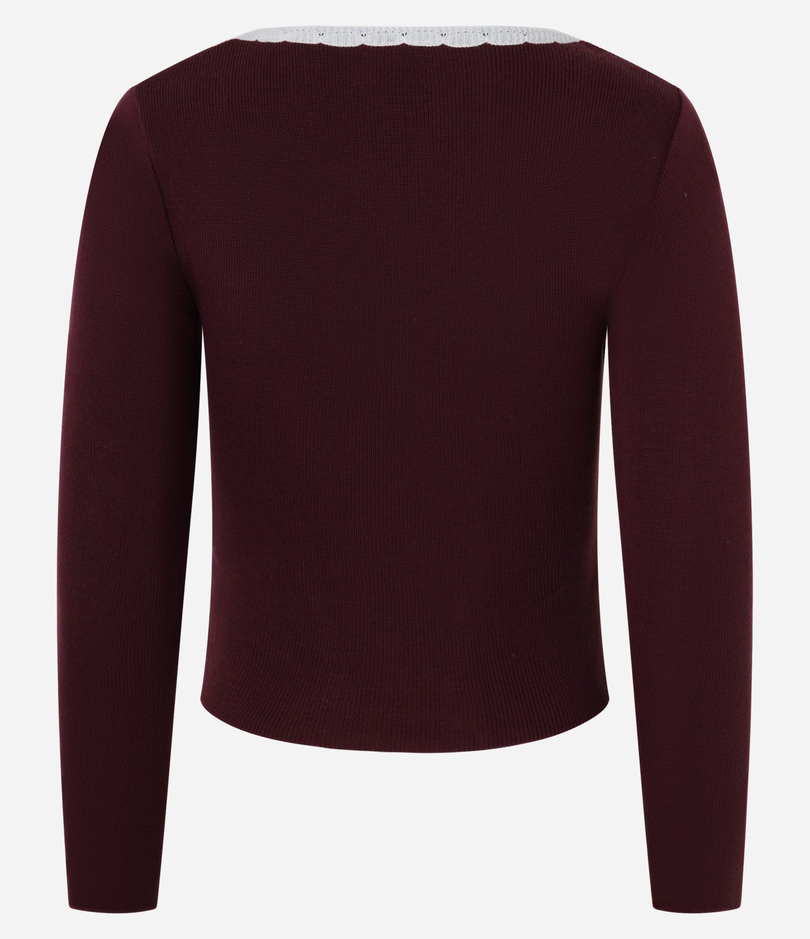 Blusa em Tricô com Acabamento Contrastante Bordô 6