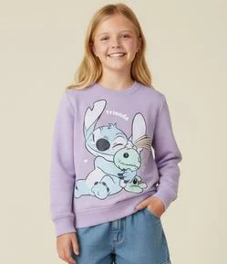 Casaco Infantil com Estampa Stitch e Xepa Abraçados - Tam 1 a 14 Anos
