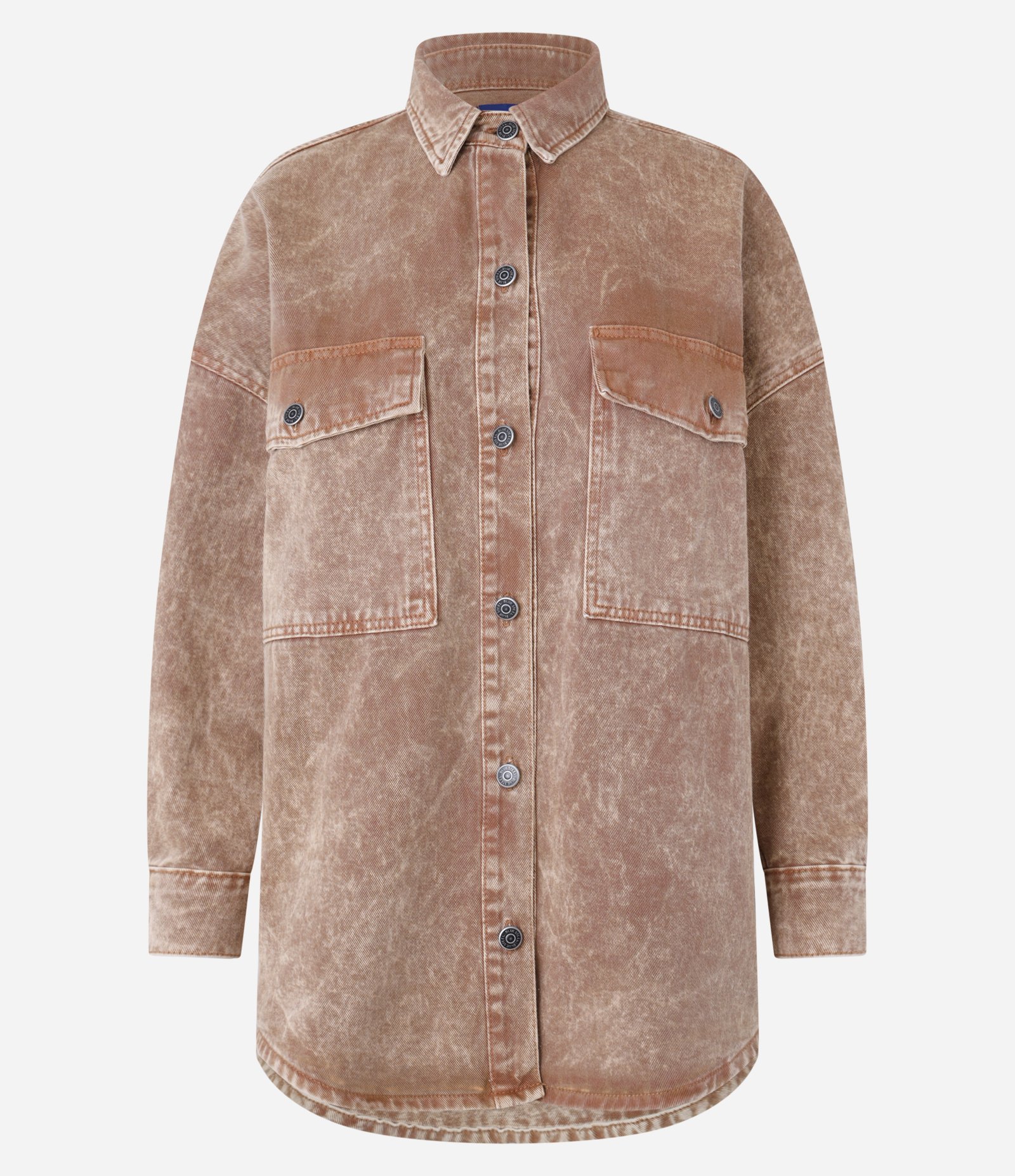 Jaqueta Oversized em Sarja Manchadinha com Bolsos Grandes Marrom 4