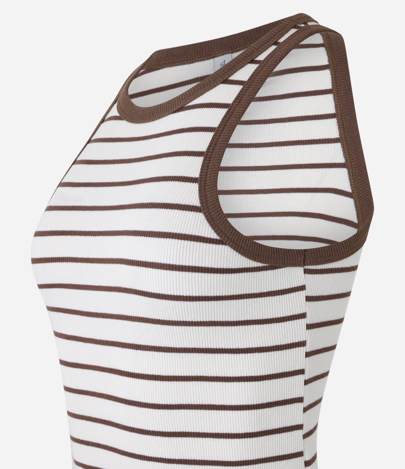 Regata em Ribana Listrada com Viés Contrastante Marrom 6