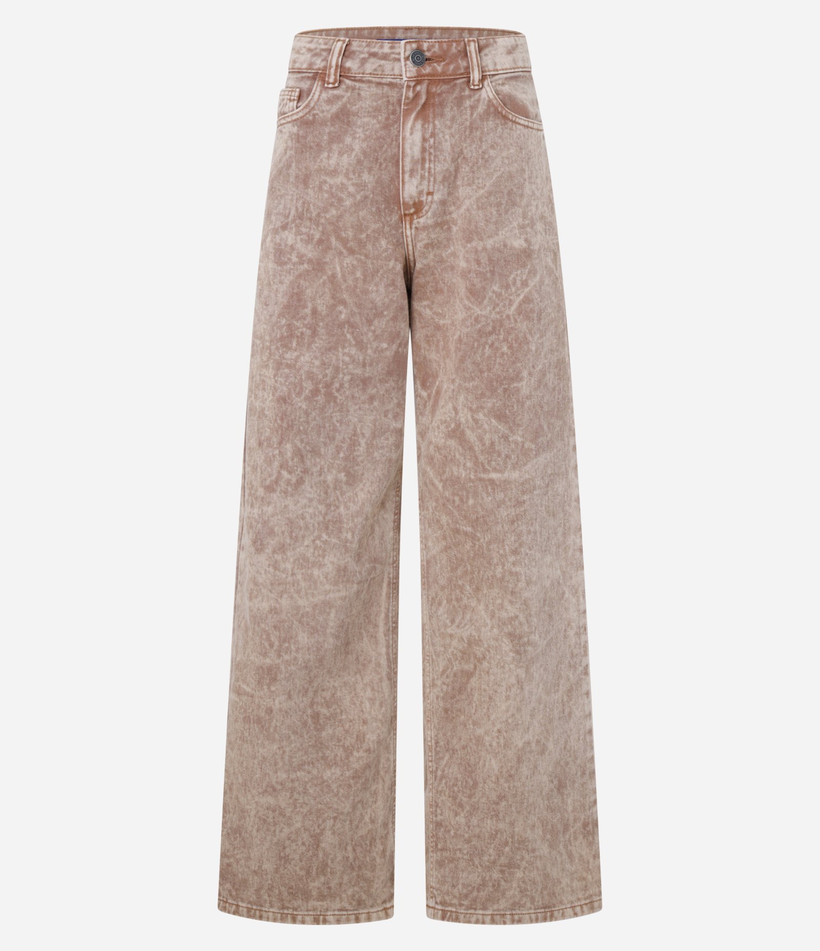 Calça Wide Leg em Sarja Manchadinha com Cintura Alta Marrom 5