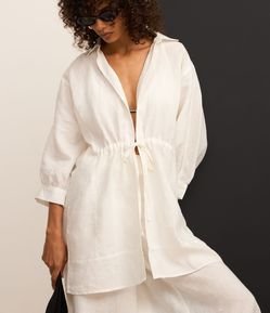 Saída de Praia Bata em Linho Puro com Amarração Frontal