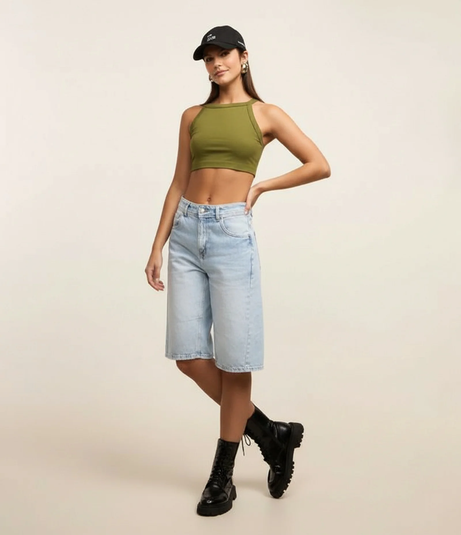 Blusa em Ribana com Gola Halter Verde 1