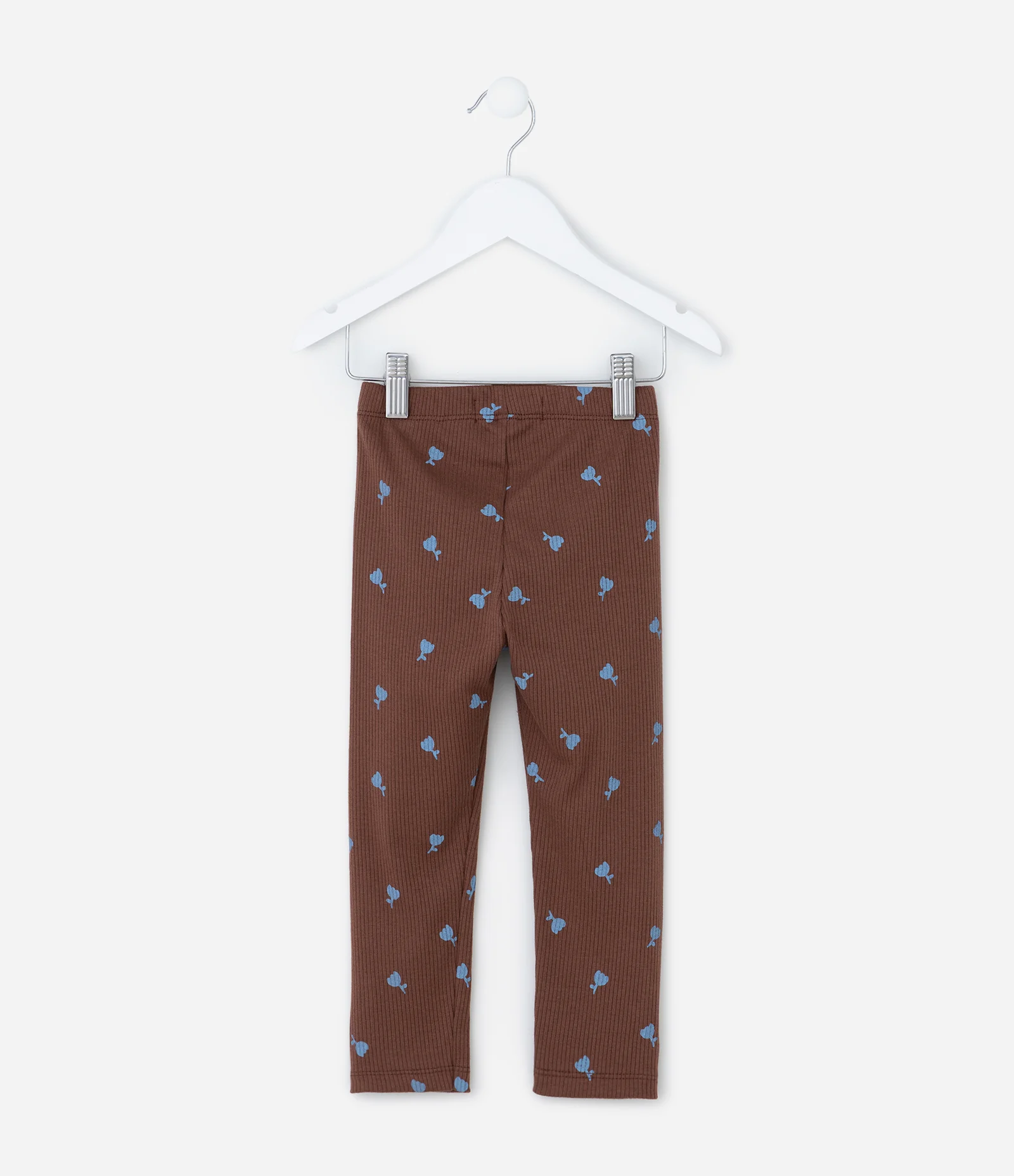 Calça Legging Infantil Canelada com Estampa Tulipa - Tam1 a 6 Anos Marrom 2