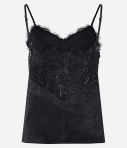 Blusa em Cetim com Detalhes em Renda