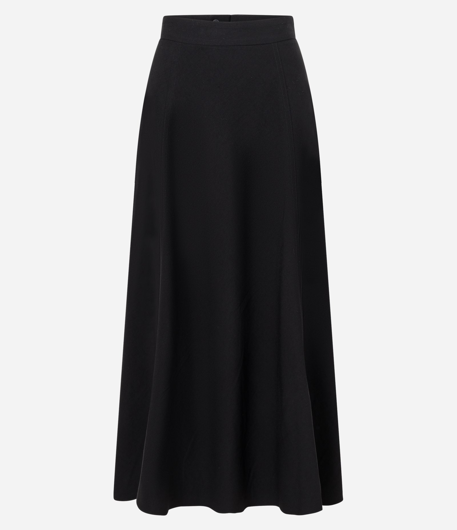 Saia Evasê Midi em Crepe com Cós Fixo Preto 7