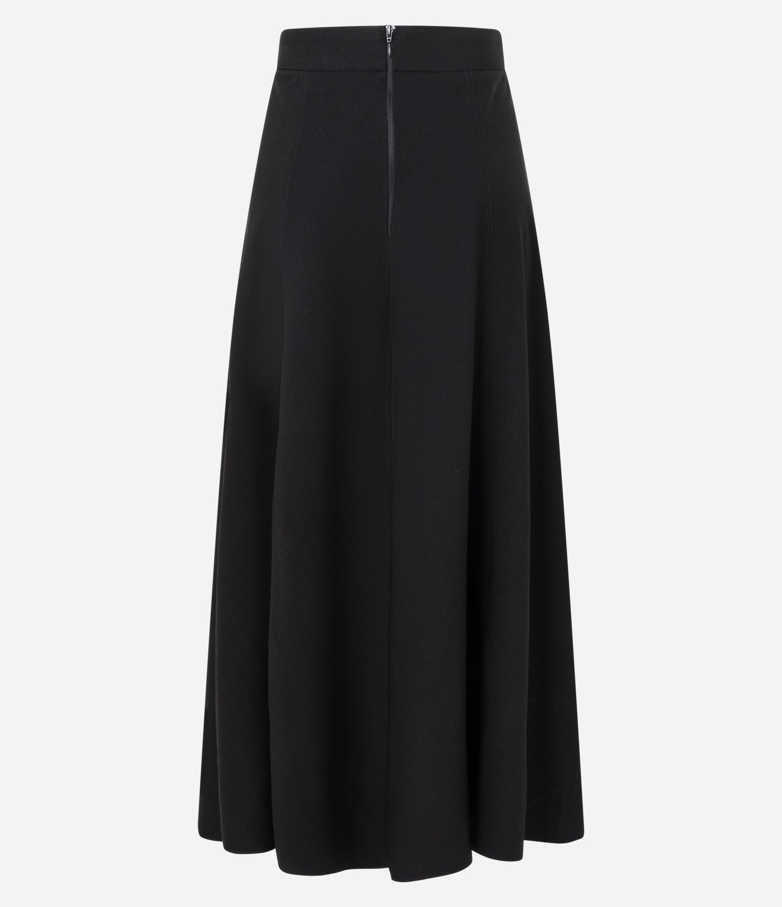 Saia Evasê Midi em Crepe com Cós Fixo Preto 8