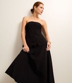 Saia Evasê Midi em Crepe com Cós Fixo